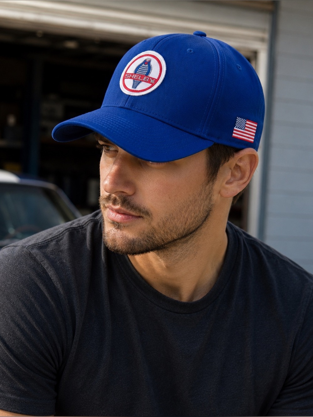 Shelby Cobra VIP Blue Adjustable Baseball Cap Hat USA Flag Embroidered